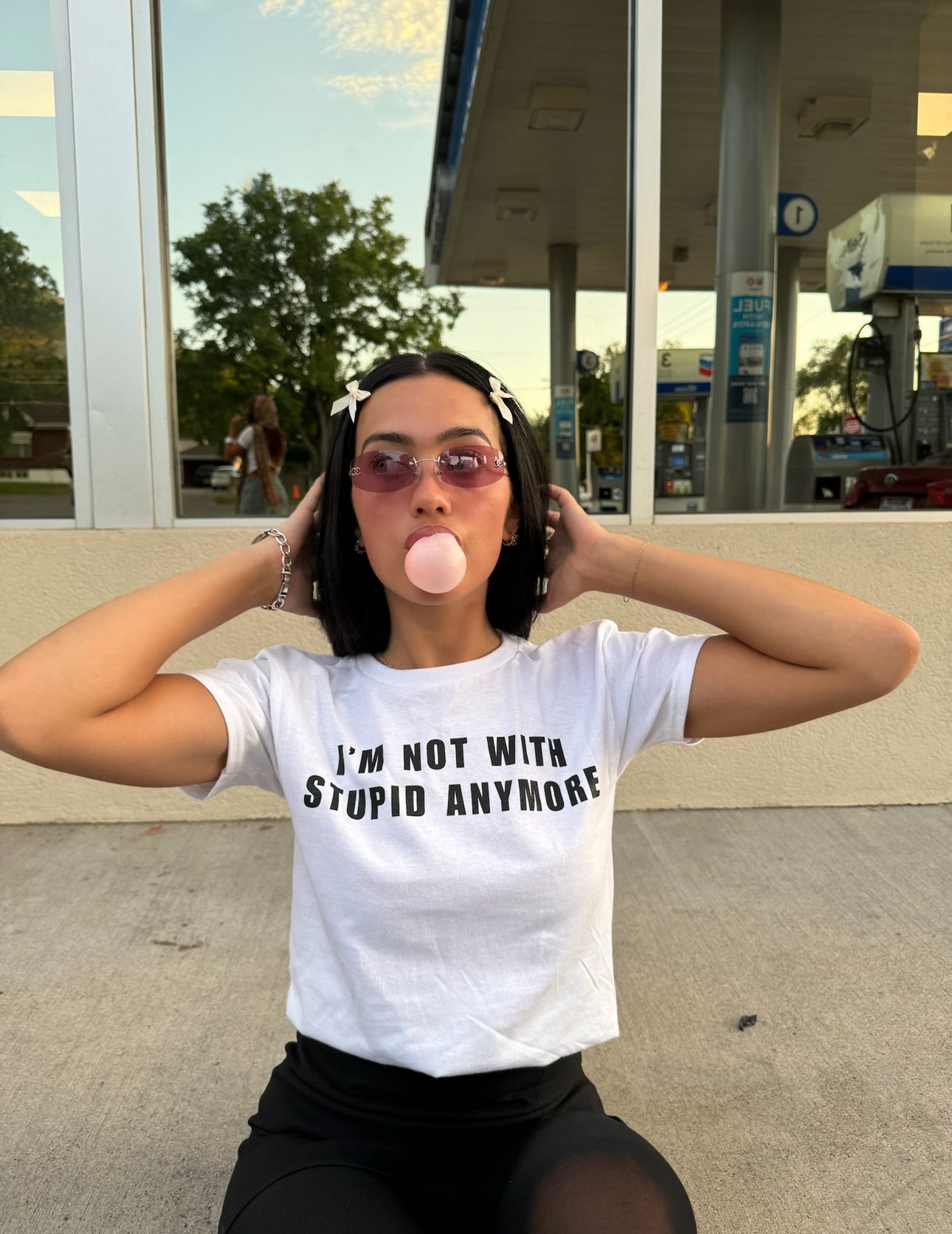 "I'M NOT WITH STUPID ANYMORE" baby tee